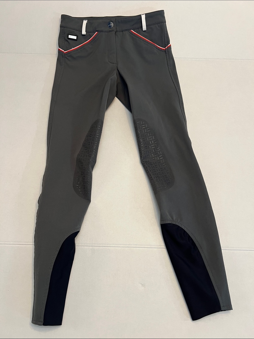 IAGO “DONNA” WOMEN’S BLACK/GRAY EQUESTRIAN BREECHES RIDING PANTS SIZE 4